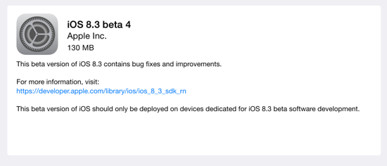 蘋(píng)果發(fā)布最新測(cè)試版iOS 8.3操作系統(tǒng)