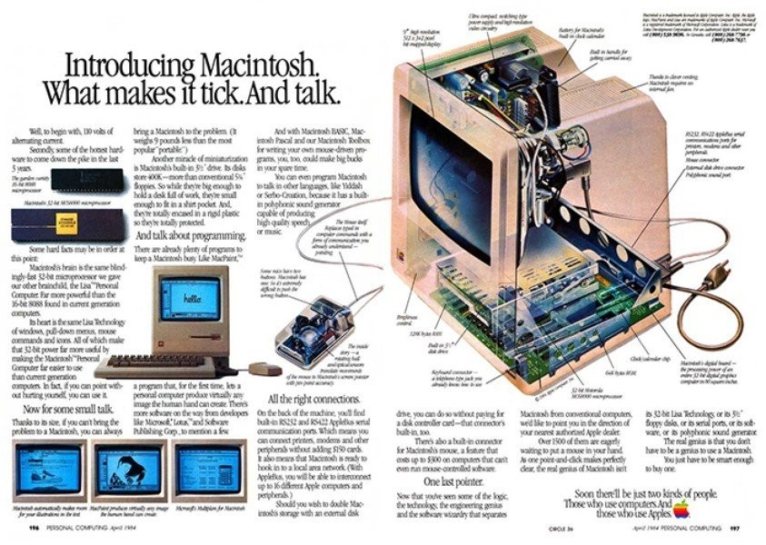 介紹Mac電腦。Mac電腦廣告，1984年4月發布。