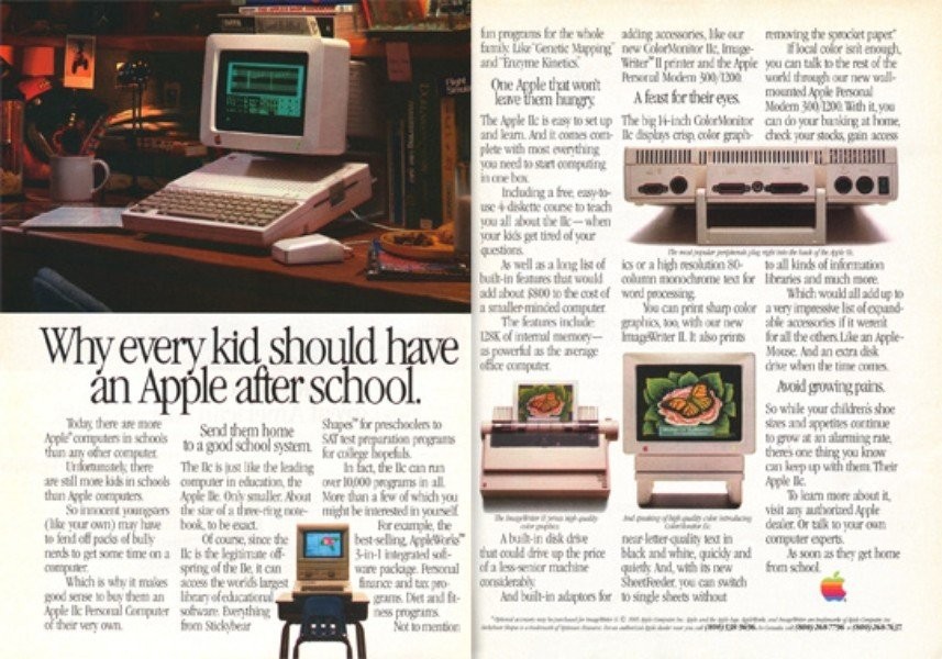 每個孩子放學后都應該得到一個蘋果。蘋果電腦廣告，1985年發布。