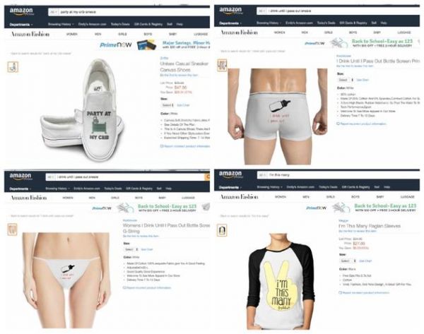 亞馬遜網(wǎng)站上仿冒嬰兒服裝品牌Fayebeline設計的商品