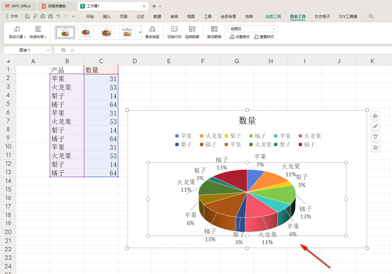 WPS Excel如何設(shè)置餅圖背景？WPS設(shè)置餅圖背景的方法